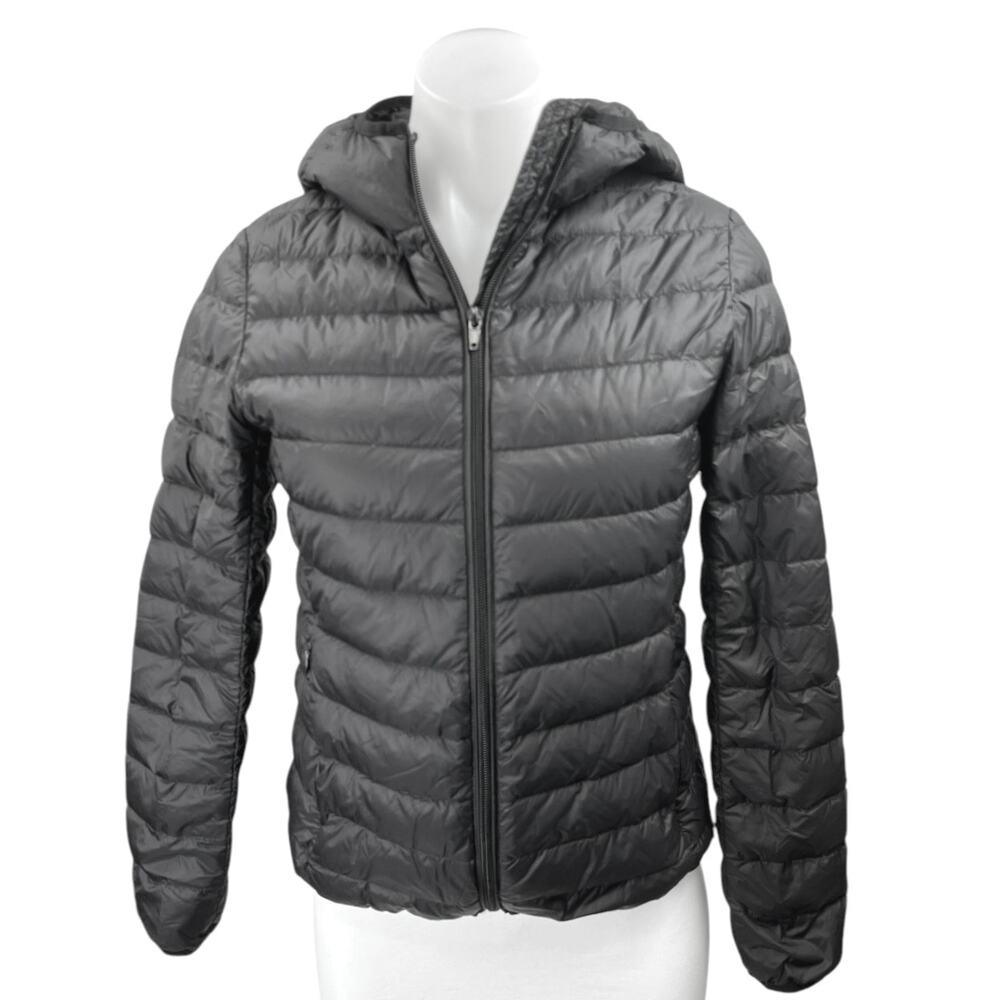 Vutolee Women's Black Zip Up Hoodie Hooded Duck Down Puffer Coat Jacket Size S